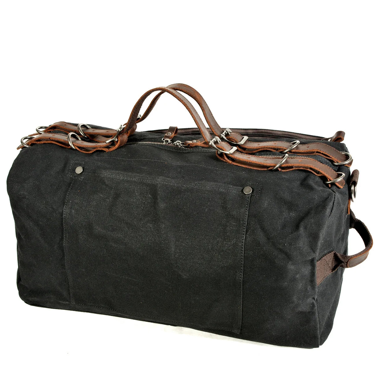 Saco duffel em lona encerada e pele — Modelo C