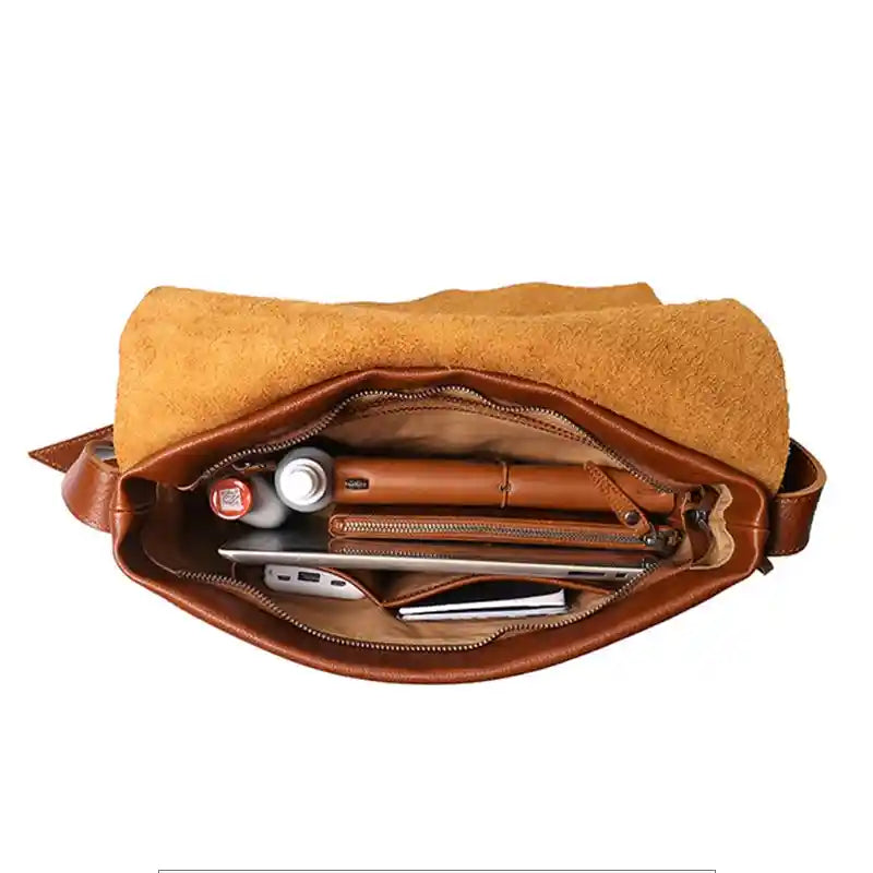 Cowhide Flap Shoulder Bag — Style E