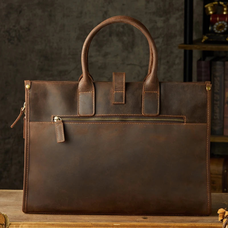 Crazy Horse Leather Briefcase/Business Bag_Y