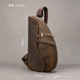 New Men's Genuine Leather Crossbody Chest Bag Retro Mad Leather Saddle Bag Outdoor Sports Shoulder Bag Casual Lea...