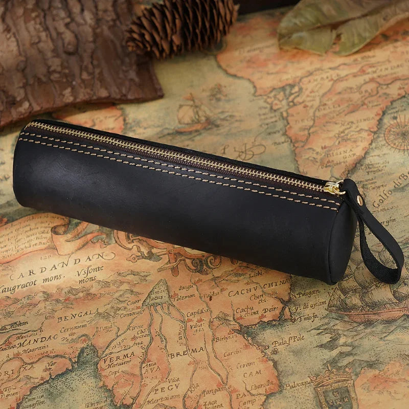 Crazy Horse Leather Pencil Case — Style B