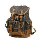 Crazy Horse Leather Waterproof Canvas Backpack_H