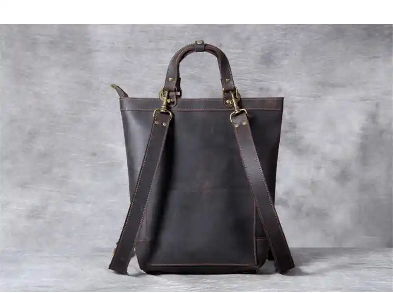 Crazy Horse Leather 3-Way Tote — Style K