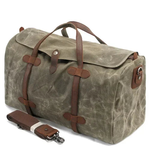 Duffle-Bag aus gewachstem Canvas und Leder — Modell D