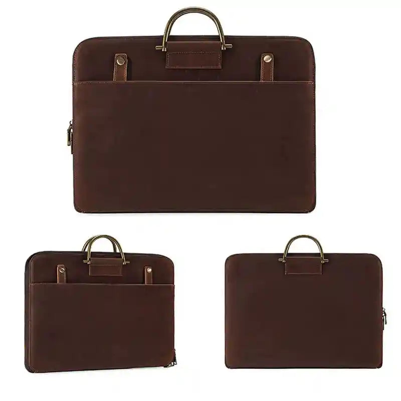 Schmale Aktentasche aus Crazy Horse-Leder — Modell W