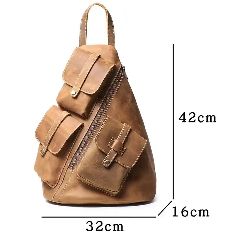 Mochila em pele crazy horse — Modelo X