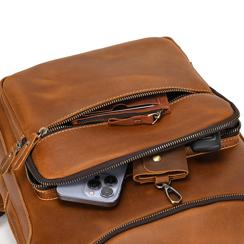 Mochila em pele crazy horse — Modelo Z — Imagem de detalhe 16