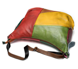 Bolsa de ombro em patchwork em pele bovina