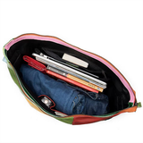 Bolsa de ombro em patchwork em pele bovina