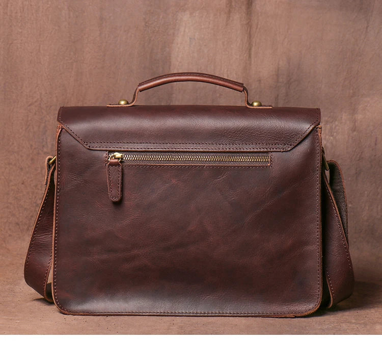 Bolsa de ombro em pele crazy horse — Modelo H — Imagem de detalhe