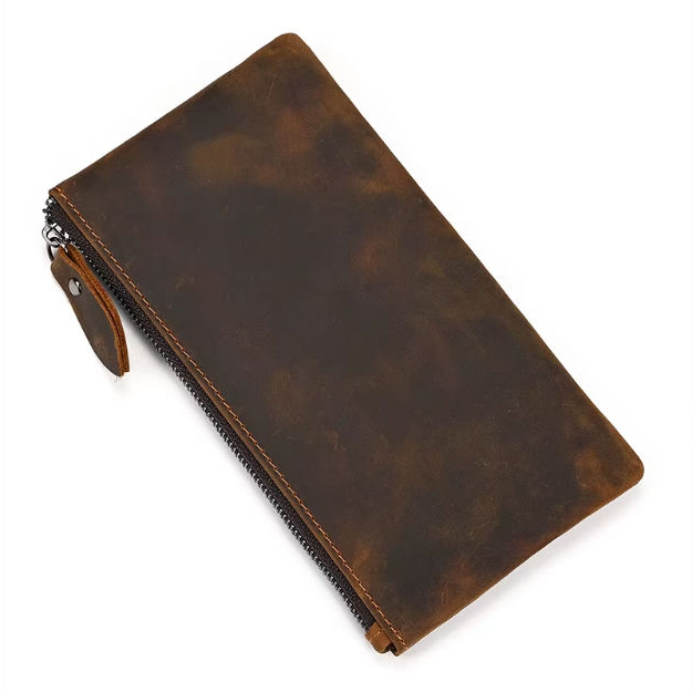 Crazy Horse Leather Long Wallet — Style A — Detail image 3
