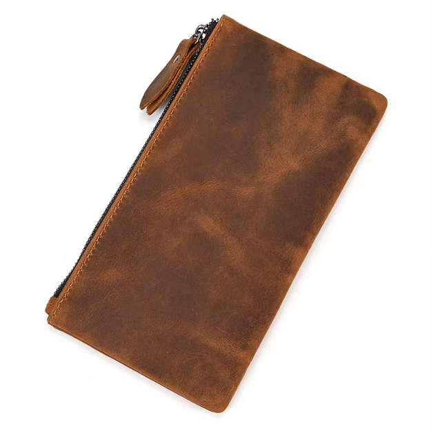 Crazy Horse Leather Long Wallet — Style A — Detail image 20