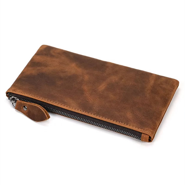 Crazy Horse Leather Long Wallet — Style A — Detail image 21