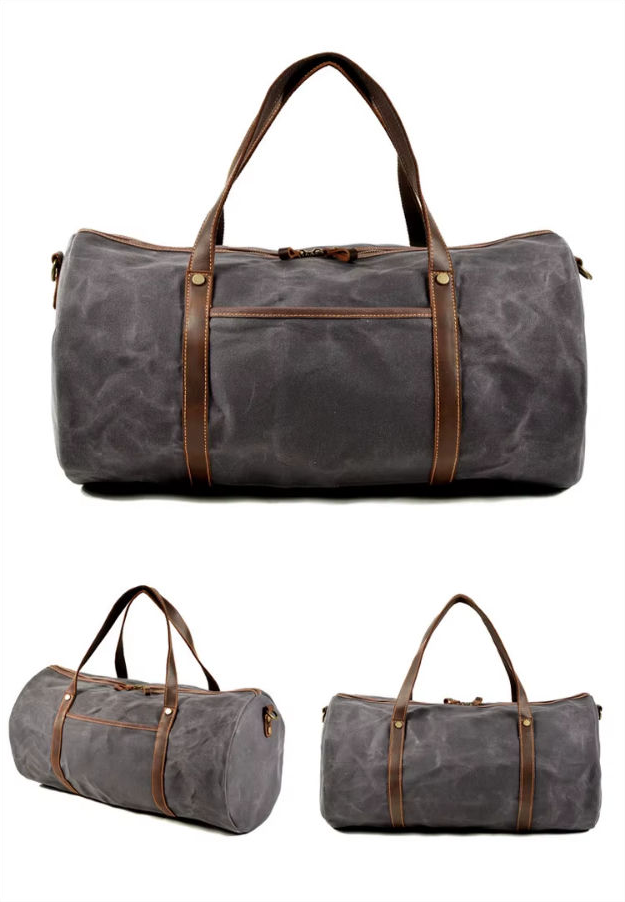 Reisetasche mit Lederbesatz aus Canvas — Modell A