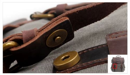 Ryggsäck med läderdetaljer i canvas och läder — Modell A — Detaljbild 9