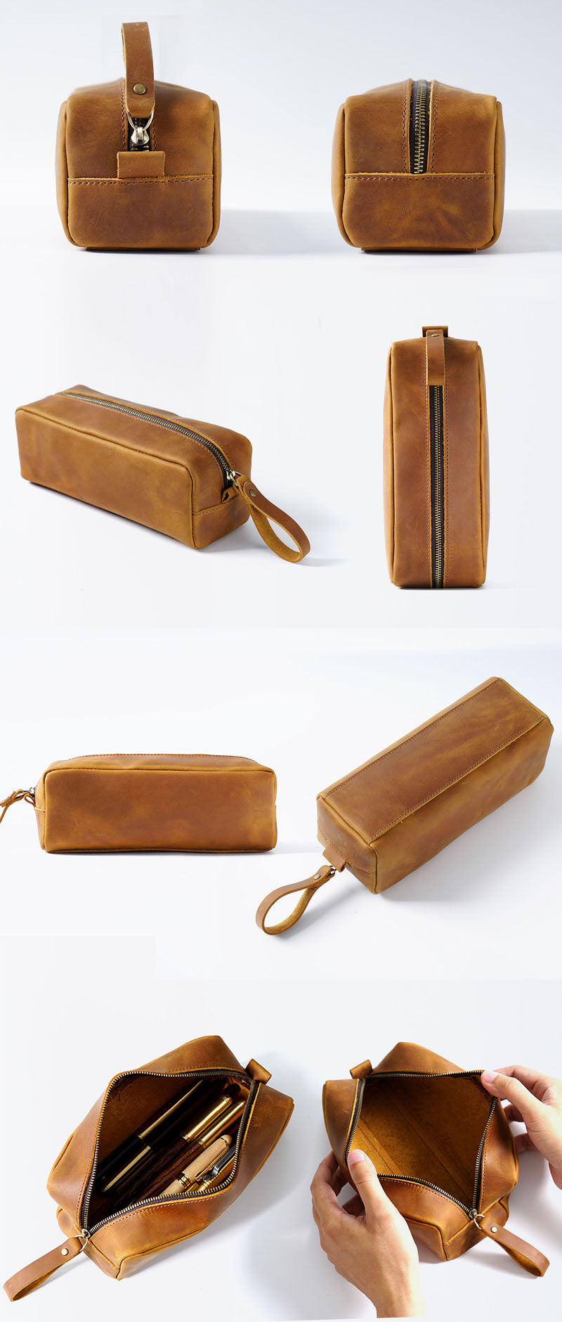 Stifteetui aus Crazy Horse-Leder — Modell H — Detailansicht