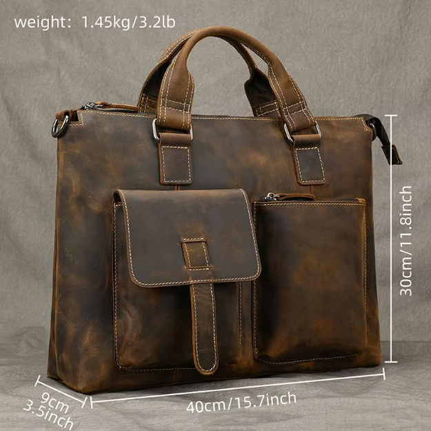 Bolso de hombro de cuero crazy horse — Modelo AP — Imagen de detalle 1