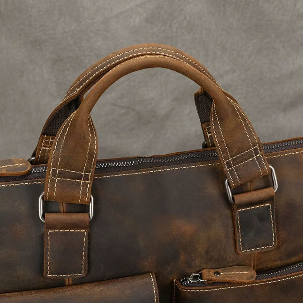 Bolso de hombro de cuero crazy horse — Modelo AP — Imagen de detalle 11