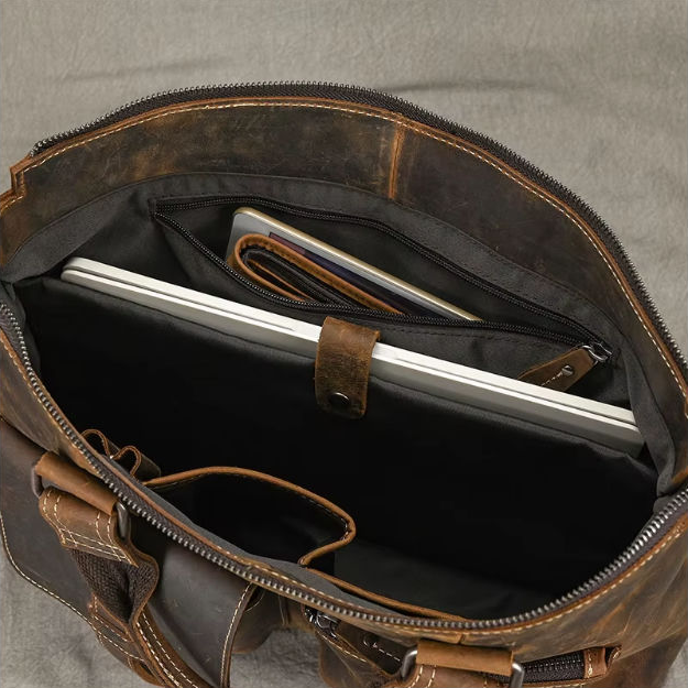 Bolso de hombro de cuero crazy horse — Modelo AP — Imagen de detalle 20