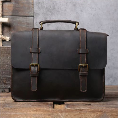 Sac de travail à deux modes de portage en cuir crazy horse — Modèle AD — Vue détaillée 6