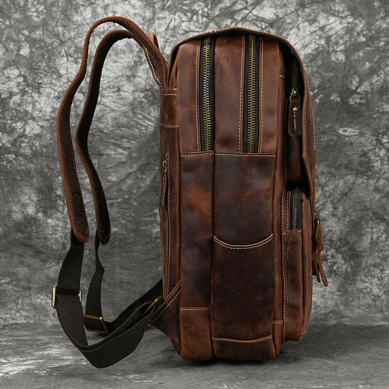 Mochila em pele crazy horse — Modelo K — Imagem de detalhe 5