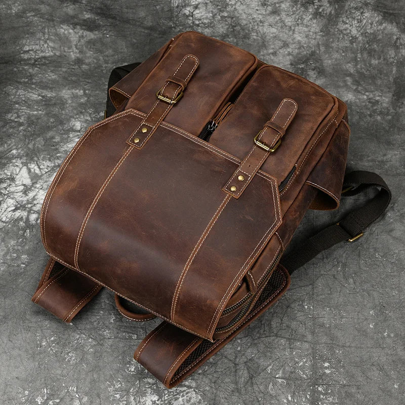 Mochila em pele crazy horse — Modelo K — Imagem de detalhe 8