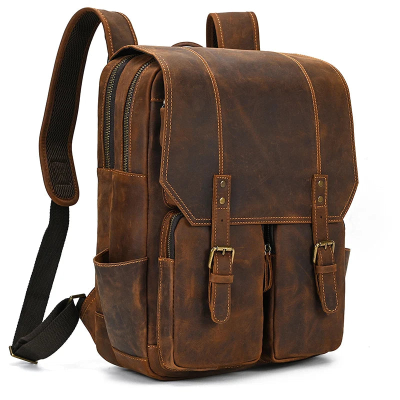Mochila em pele crazy horse — Modelo K — Imagem de detalhe 11
