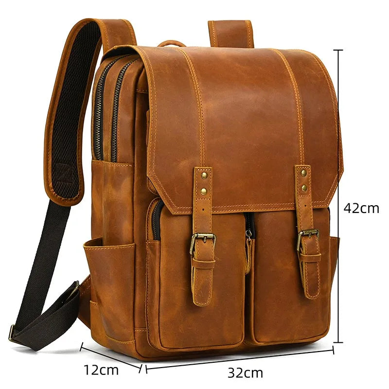 Mochila em pele crazy horse — Modelo K — Imagem de detalhe 12
