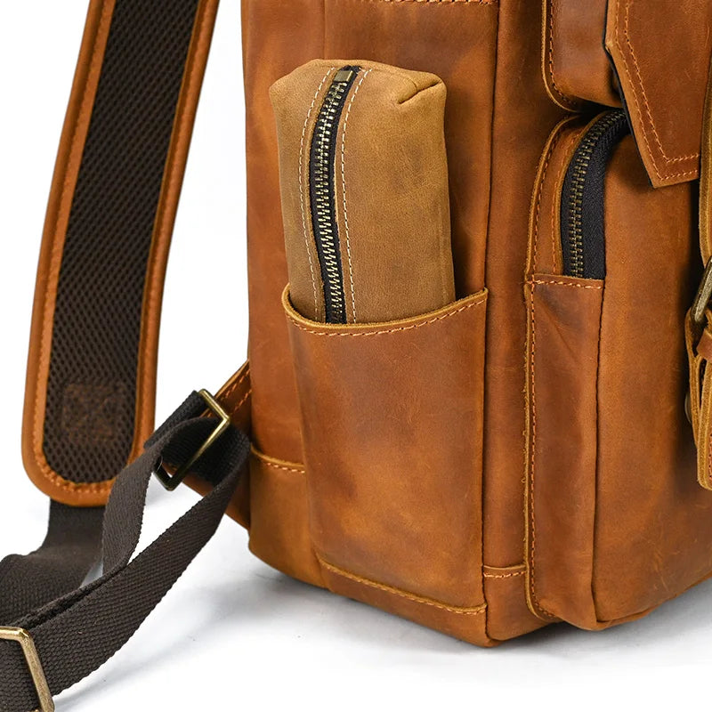 Mochila em pele crazy horse — Modelo K — Imagem de detalhe 20