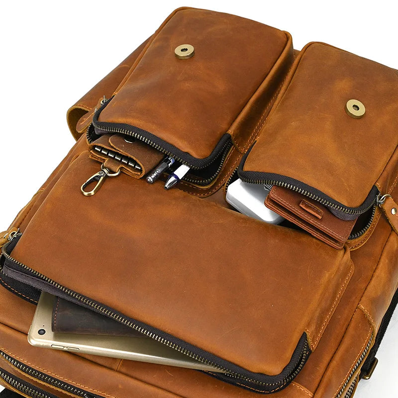 Mochila em pele crazy horse — Modelo K — Imagem de detalhe 25