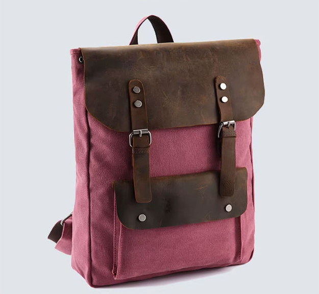 Canvas Backpack with Leather Details — Style B