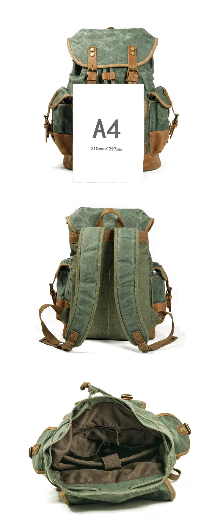 Rucksack aus gewachstem Canvas und Leder — Modell H — Detailansicht 6