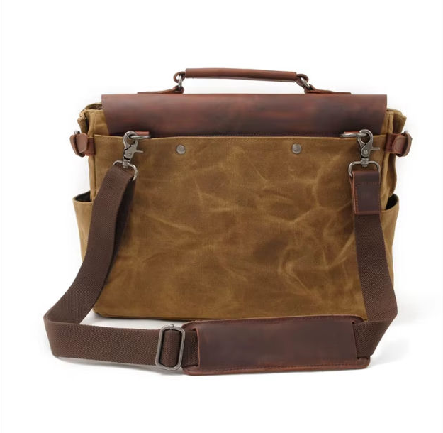 Waxed Canvas & Leather Shoulder Bag — Style C