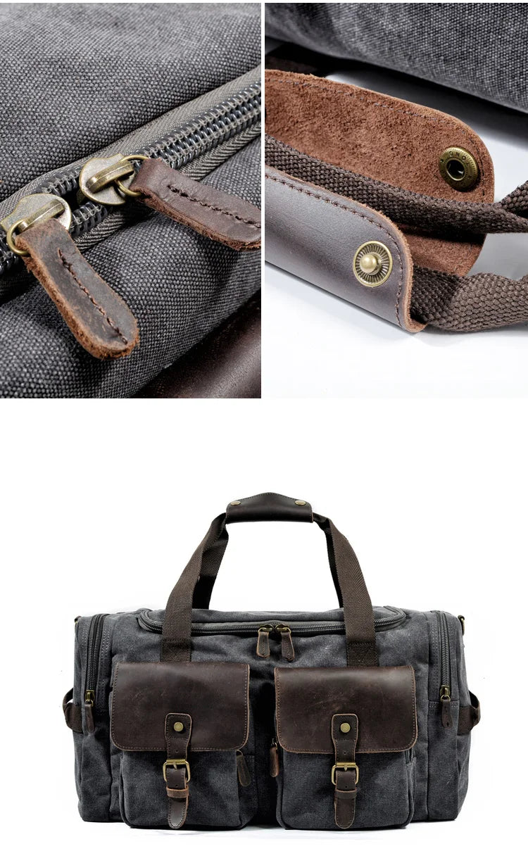 Duffle-Bag aus gewachstem Canvas und Leder — Modell B — Detailansicht 3
