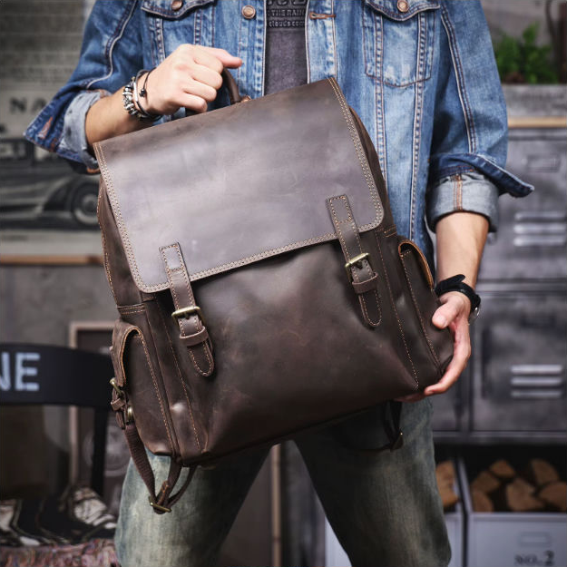 Crazy Horse Leather Backpack — Style AU