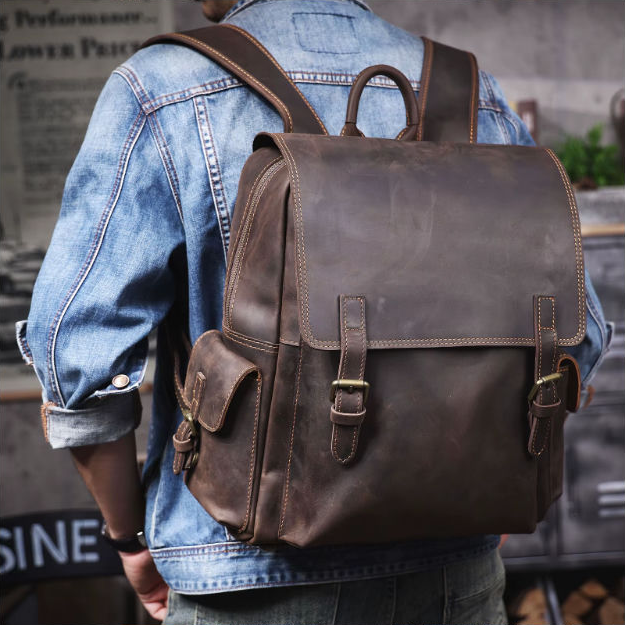 Crazy Horse Leather Backpack — Style AU