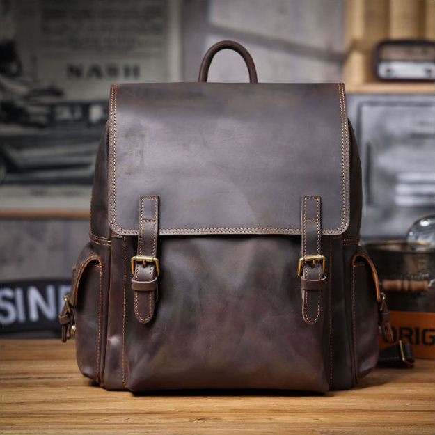 Crazy Horse Leather Backpack — Style AU