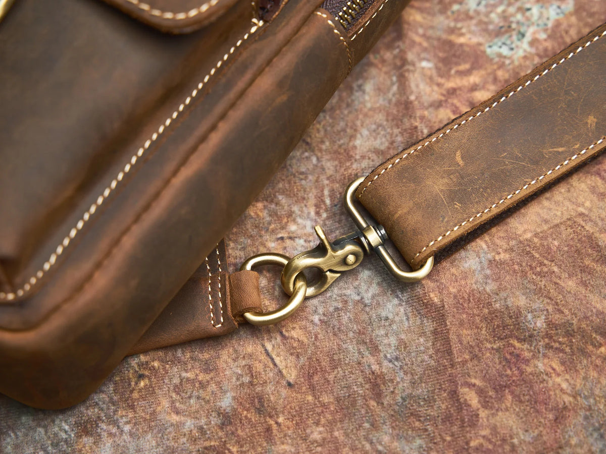Crazy Horse Leather Crossbody Bag — Style T — Detail image 11