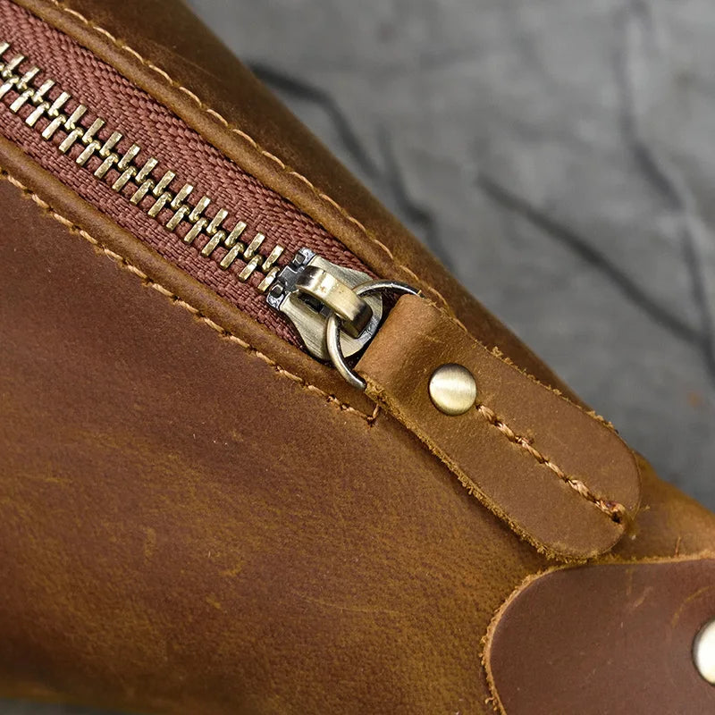 Bolsa para cinto em pele crazy horse — Modelo A — Imagem de detalhe 11
