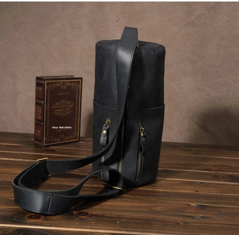 Crossbodyväska i crazy horse-läder — Modell U — Detaljbild 31