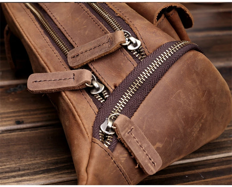 Bauchtasche aus Crazy Horse-Leder — Modell J — Detailansicht