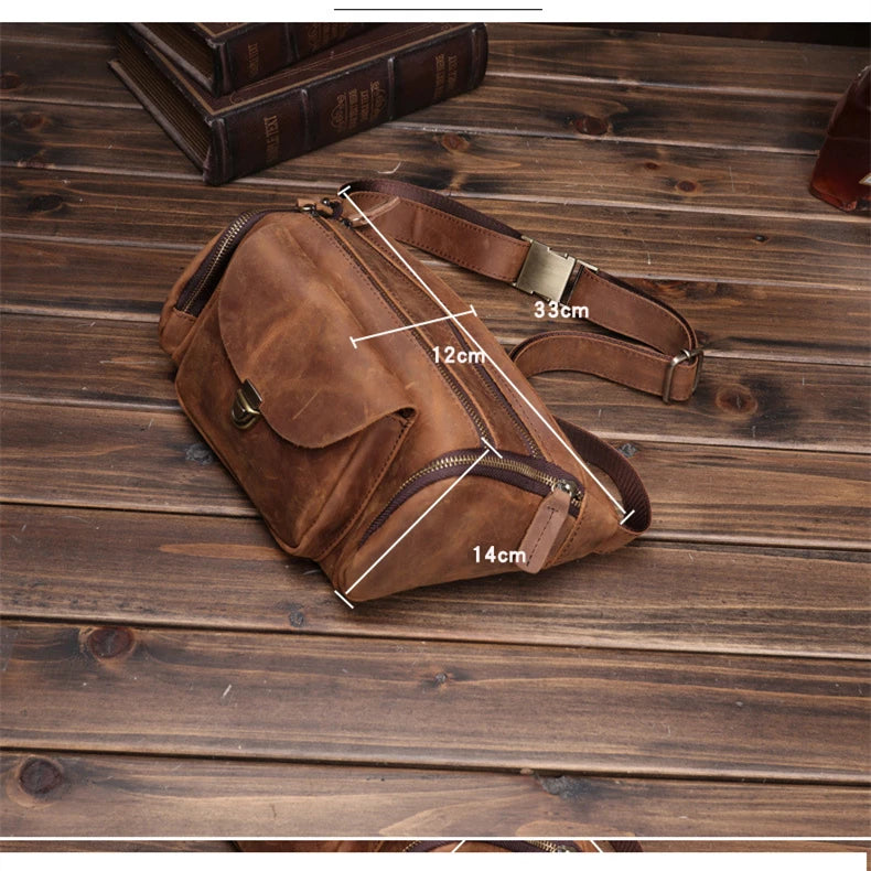 Bauchtasche aus Crazy Horse-Leder — Modell J — Detailansicht