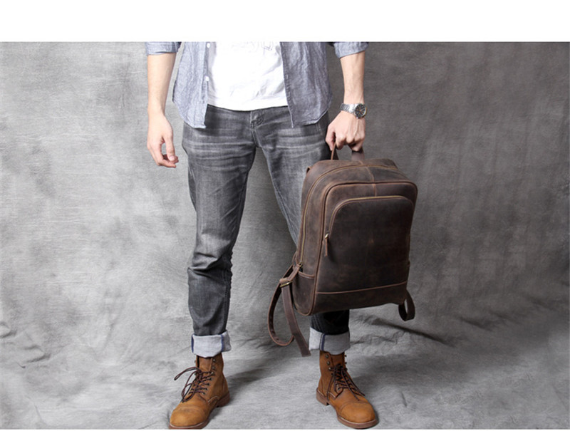 Mochila em pele crazy horse — Modelo AC