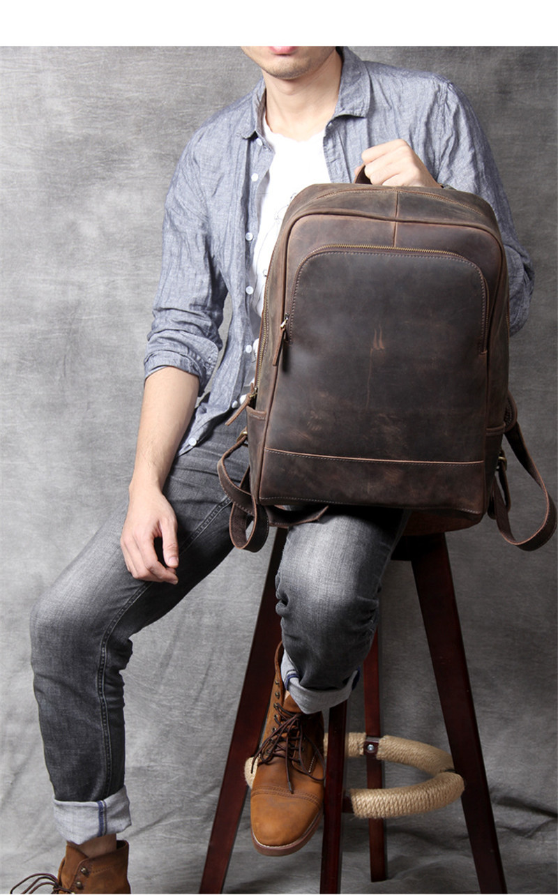 Mochila em pele crazy horse — Modelo AC
