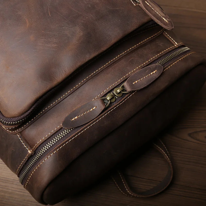 Mochila em pele crazy horse — Modelo P — Imagem de detalhe 9