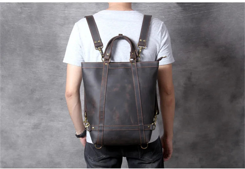 Crazy Horse Leather 3-Way Tote — Style K — Detail image 2