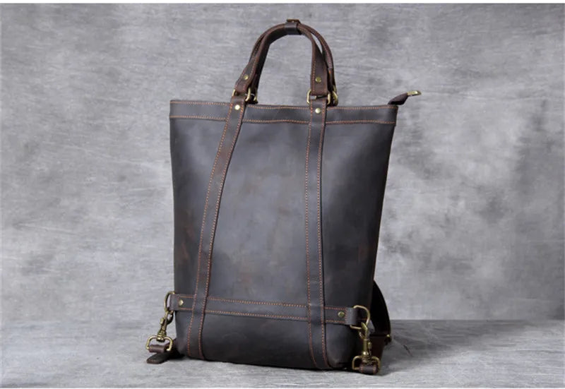 Crazy Horse Leather 3-Way Tote — Style K — Detail image 7