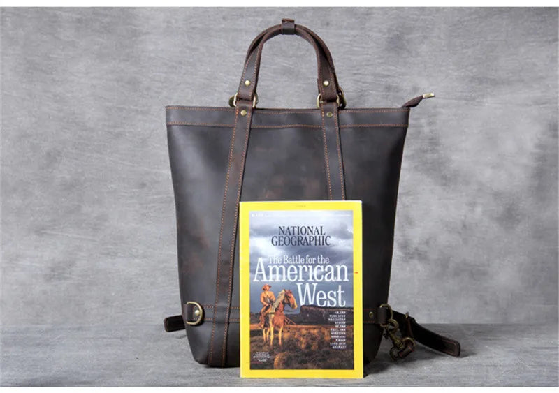 Crazy Horse Leather 3-Way Tote — Style K — Detail image 14