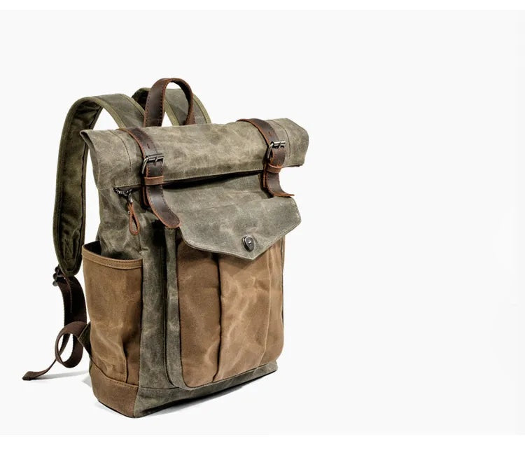 Rucksack mit Lederbesatz aus Canvas — Modell D — Detailansicht