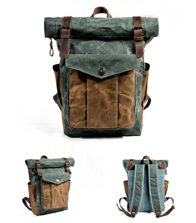 Rucksack mit Lederbesatz aus Canvas — Modell D — Detailansicht